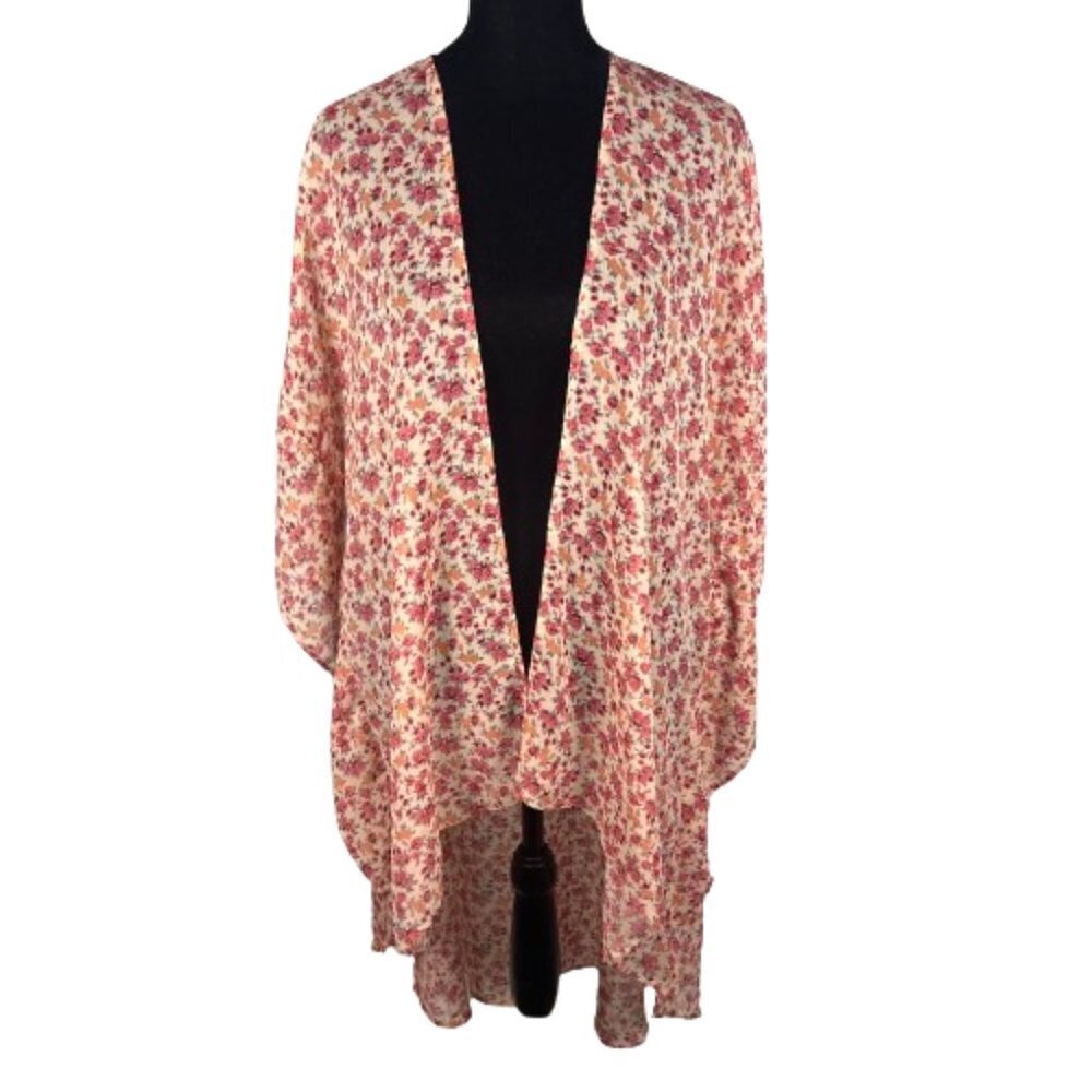 American Eagle Womens Kimono Top Sz M Floral Semi Sheer‎ Feminine Fairy Festival